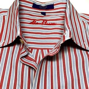 Alan Flusser Button Down Collar Double Button Sleeve Front Pocket Large